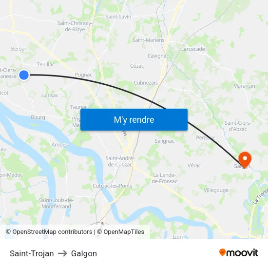 Saint-Trojan to Galgon map