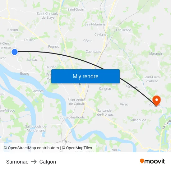 Samonac to Galgon map