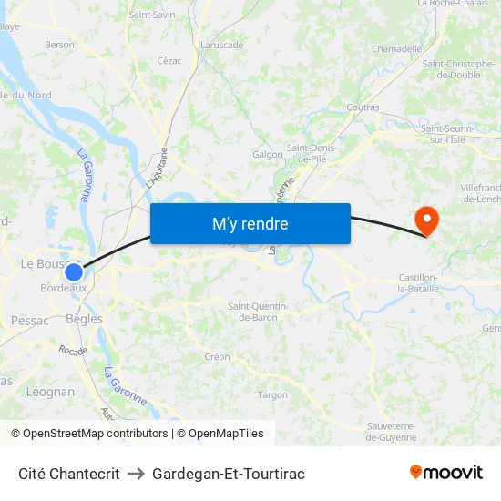Cité Chantecrit to Gardegan-Et-Tourtirac map