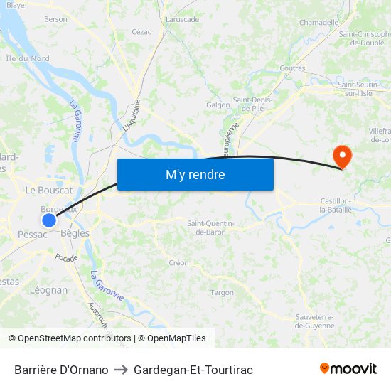 Barrière D'Ornano to Gardegan-Et-Tourtirac map