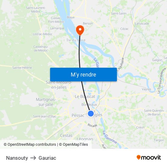 Nansouty to Gauriac map