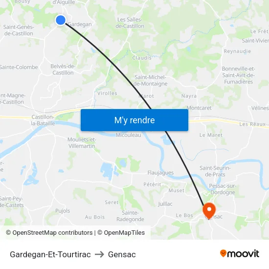Gardegan-Et-Tourtirac to Gensac map