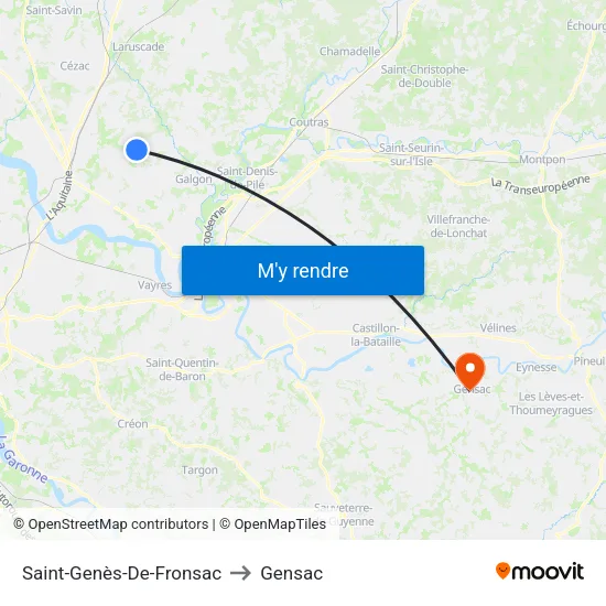 Saint-Genès-De-Fronsac to Gensac map