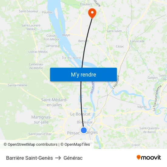 Barrière Saint-Genès to Générac map