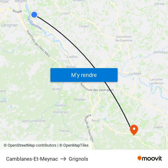 Camblanes-Et-Meynac to Grignols map