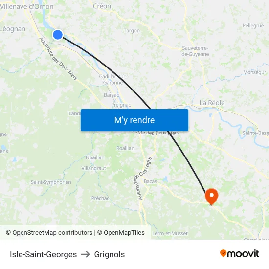 Isle-Saint-Georges to Grignols map