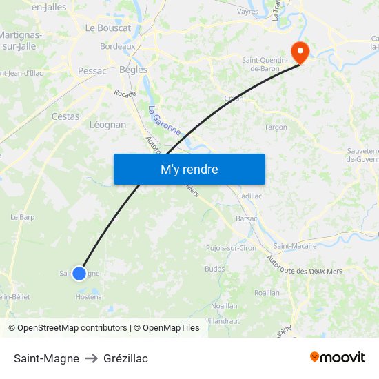 Saint-Magne to Grézillac map