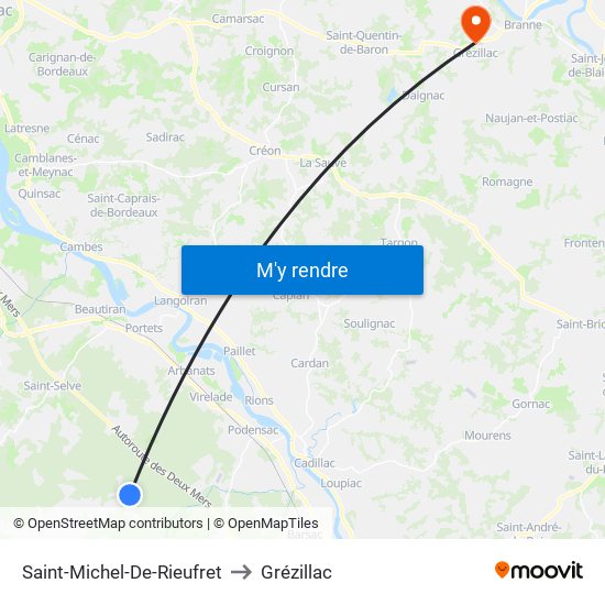 Saint-Michel-De-Rieufret to Grézillac map