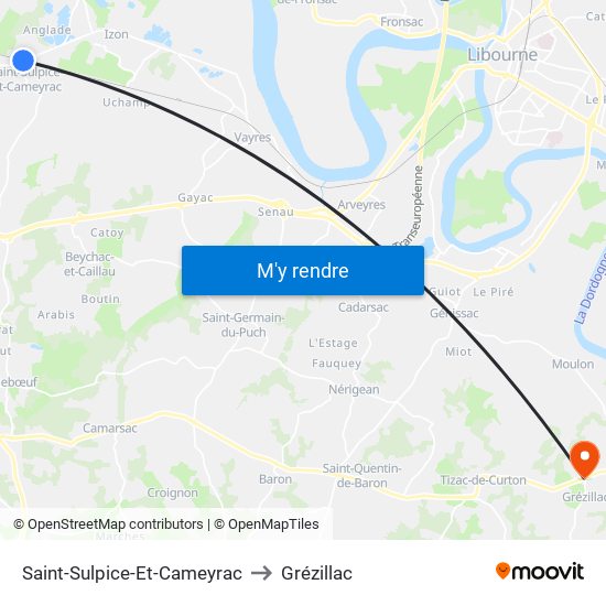 Saint-Sulpice-Et-Cameyrac to Grézillac map