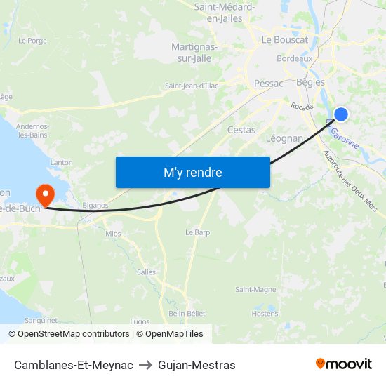 Camblanes-Et-Meynac to Gujan-Mestras map