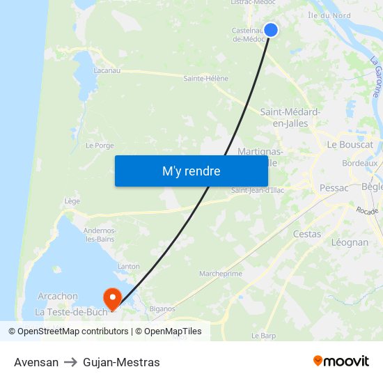 Avensan to Gujan-Mestras map