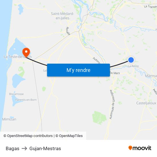 Bagas to Gujan-Mestras map