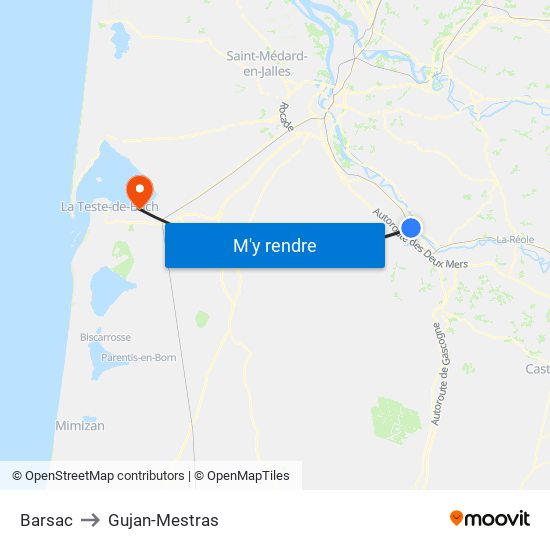 Barsac to Gujan-Mestras map