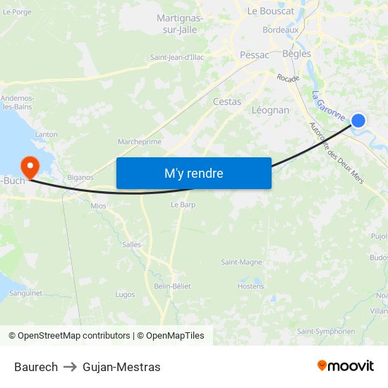 Baurech to Gujan-Mestras map
