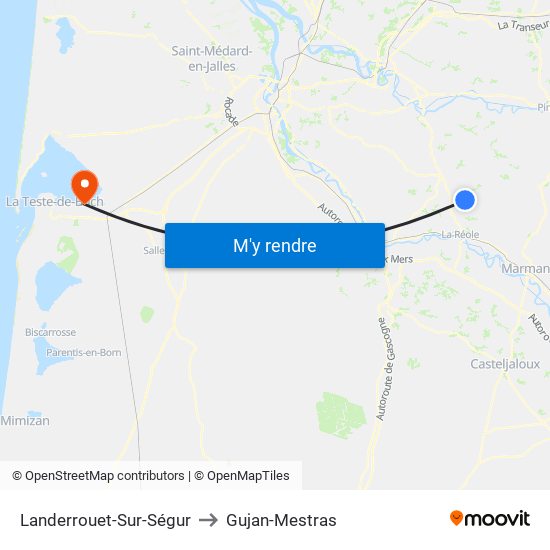 Landerrouet-Sur-Ségur to Gujan-Mestras map