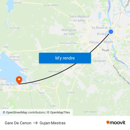 Gare De Cenon to Gujan-Mestras map