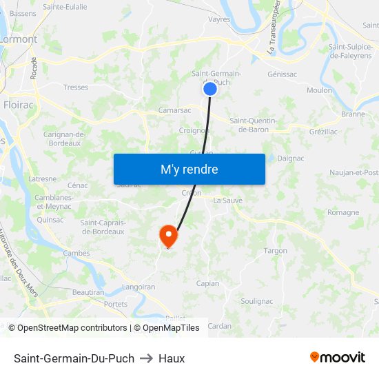 Saint-Germain-Du-Puch to Haux map