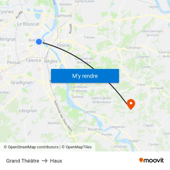 Grand Théâtre to Haux map