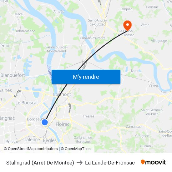 Stalingrad (Arrêt De Montée) to La Lande-De-Fronsac map