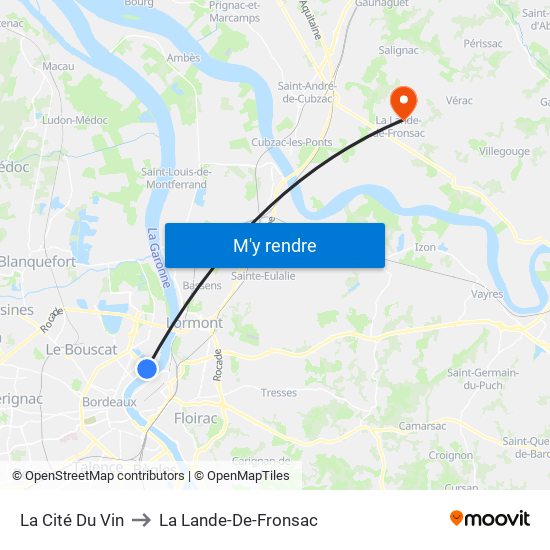 La Cité Du Vin to La Lande-De-Fronsac map