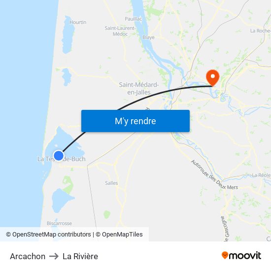 Arcachon to La Rivière map