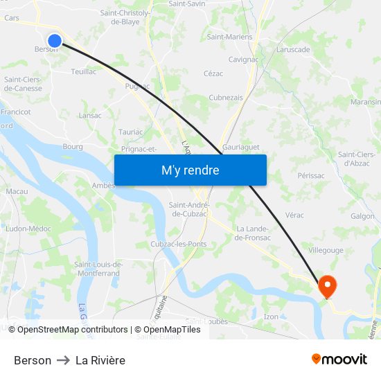 Berson to La Rivière map