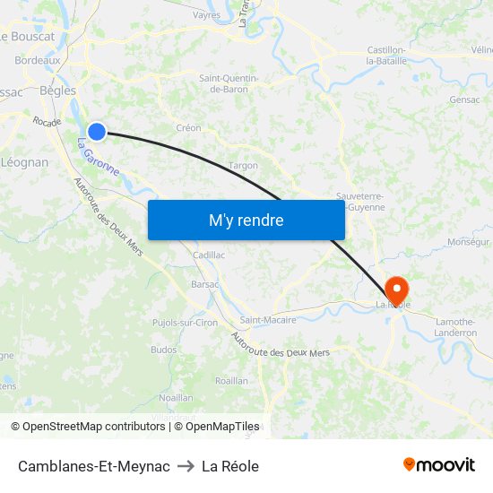 Camblanes-Et-Meynac to La Réole map