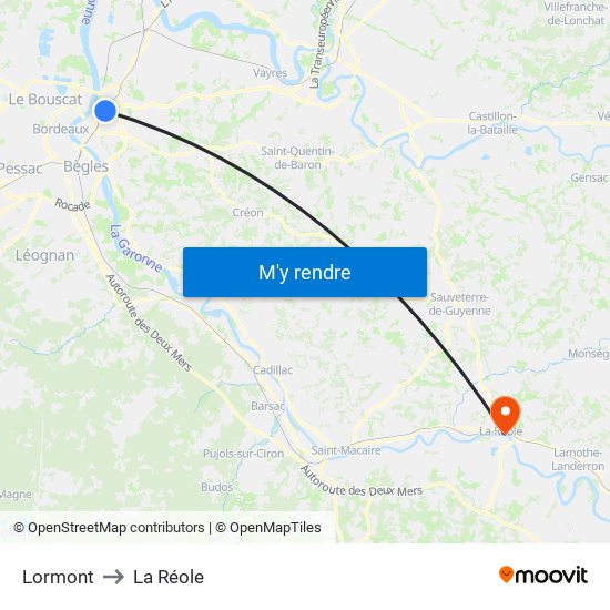 Lormont to La Réole map