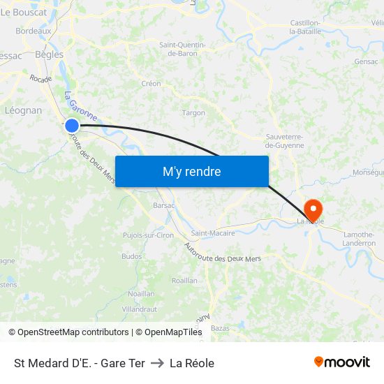 St Medard D'E. - Gare Ter to La Réole map