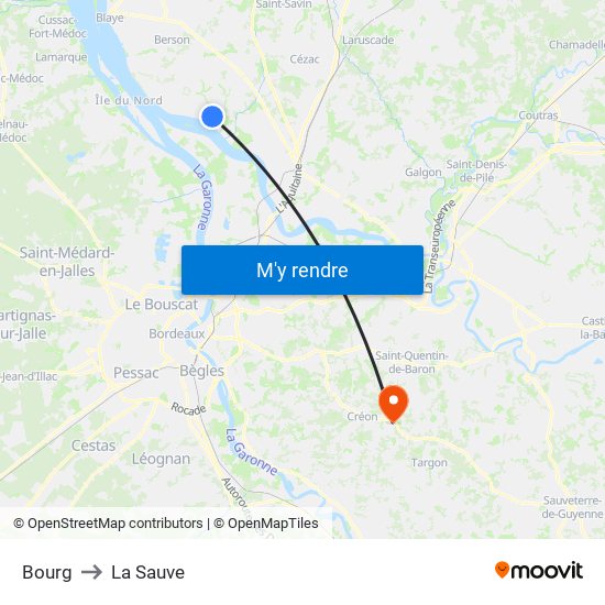 Bourg to La Sauve map