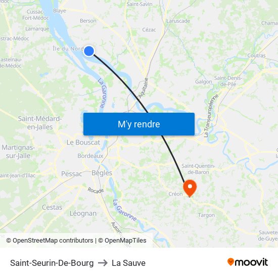 Saint-Seurin-De-Bourg to La Sauve map