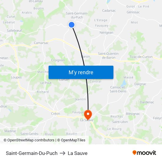 Saint-Germain-Du-Puch to La Sauve map