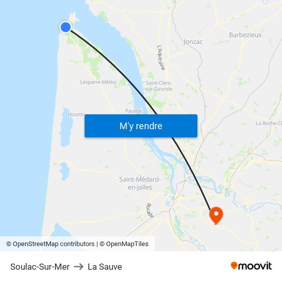 Soulac-Sur-Mer to La Sauve map