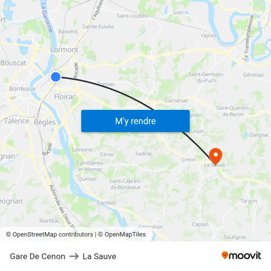 Gare De Cenon to La Sauve map