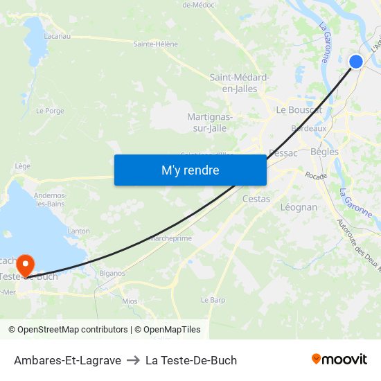 Ambares-Et-Lagrave to La Teste-De-Buch map