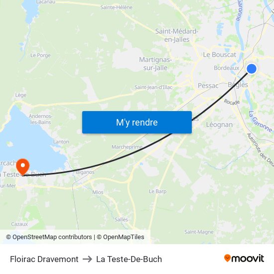 Floirac Dravemont to La Teste-De-Buch map