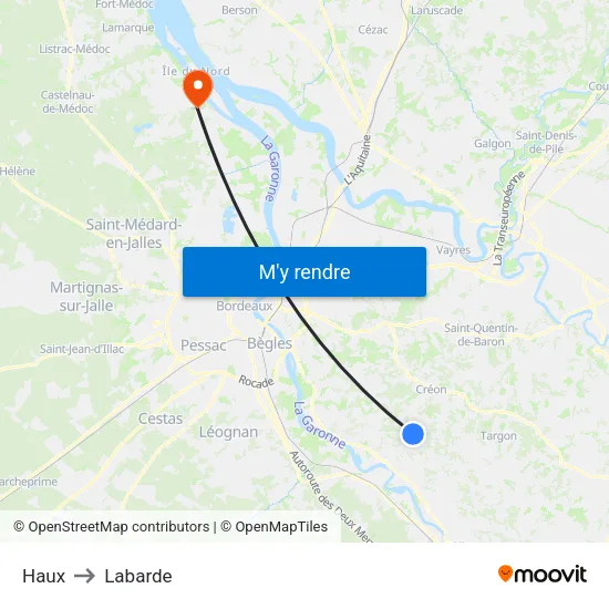 Haux to Labarde map