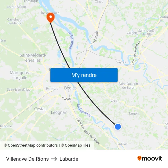 Villenave-De-Rions to Labarde map