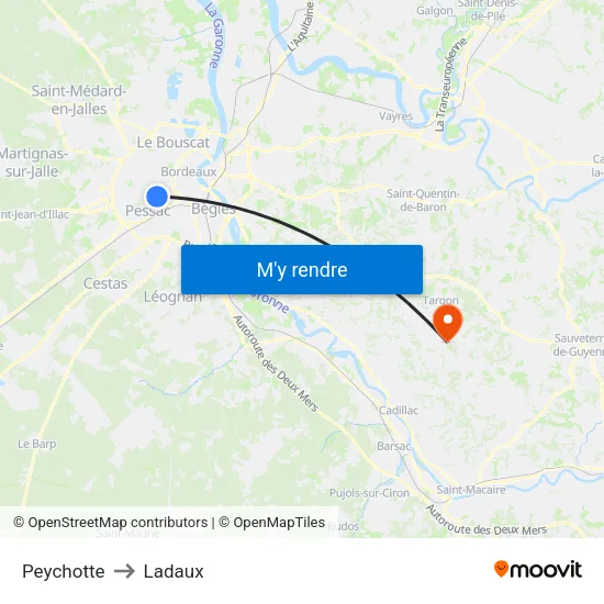 Peychotte to Ladaux map