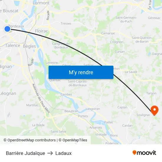 Barrière Judaïque to Ladaux map