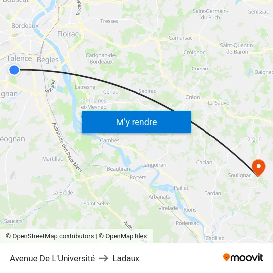 Avenue De L'Université to Ladaux map