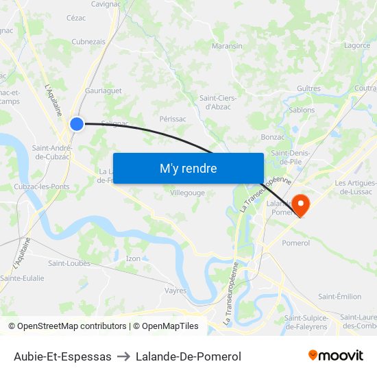 Aubie-Et-Espessas to Lalande-De-Pomerol map