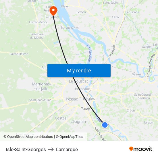 Isle-Saint-Georges to Lamarque map