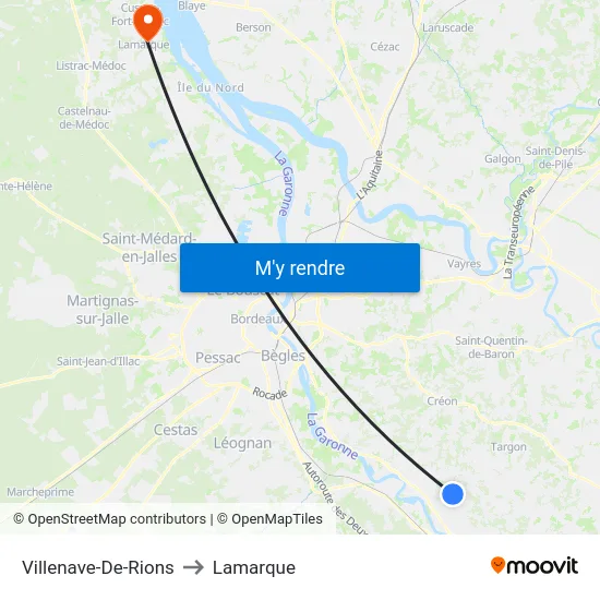 Villenave-De-Rions to Lamarque map