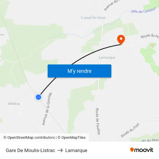 Gare De Moulis-Listrac to Lamarque map