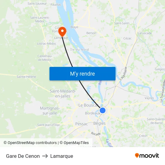 Gare De Cenon to Lamarque map