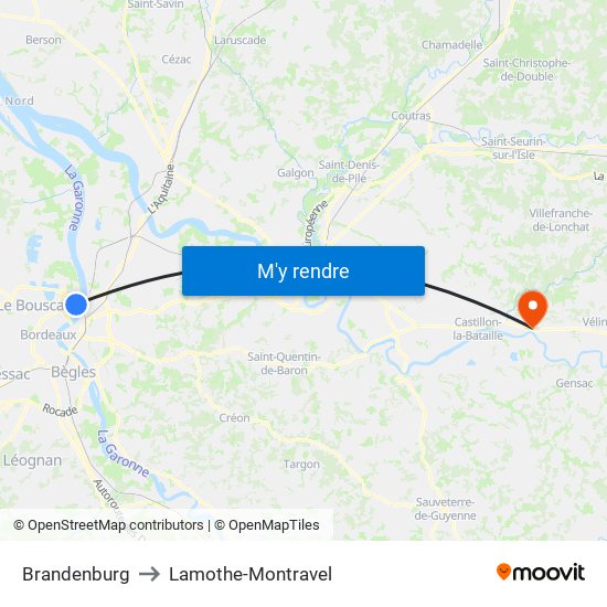 Brandenburg to Lamothe-Montravel map