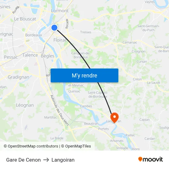 Gare De Cenon to Langoiran map