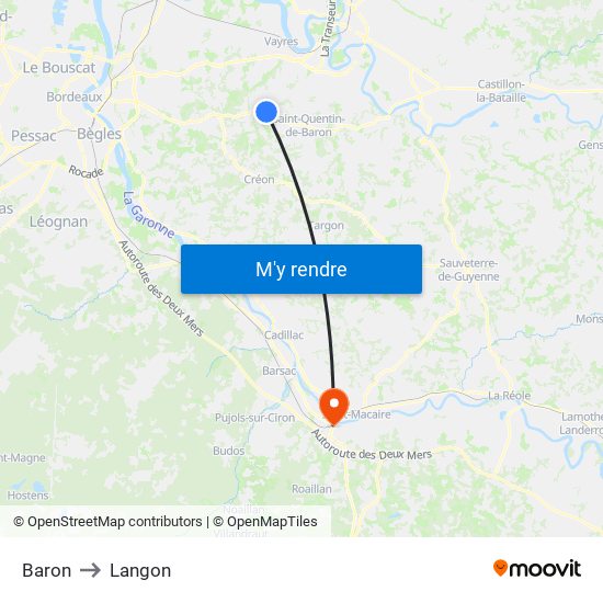 Baron to Langon map