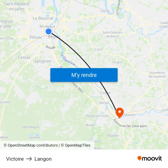 Victoire to Langon map